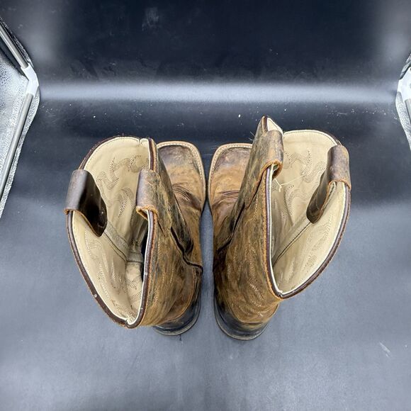 Cody James BBSC1904 Brown Leather Square Toe Cowboy Western Boots Youth Size 5D - Picture 6 of 7